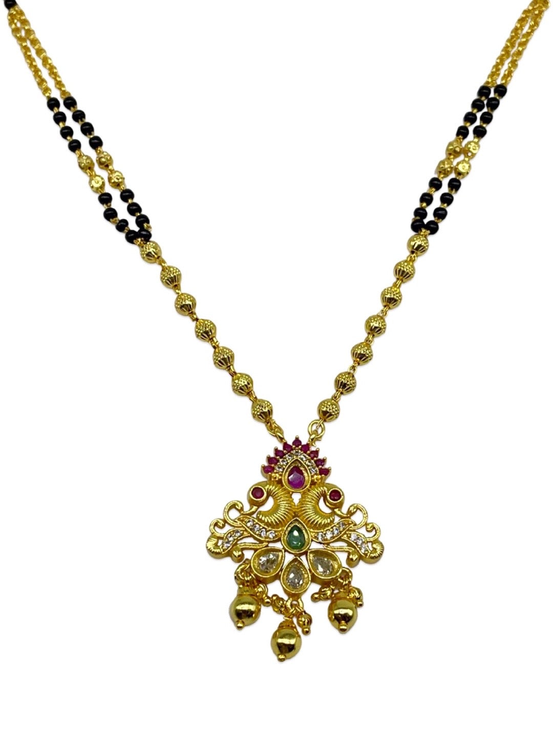 American Diamond Mangalsutra Peacock Design Pendant