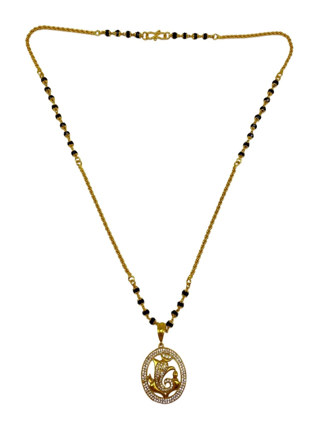 Lord Ganesha American Diamond Pendant Long Mangalsutra Design