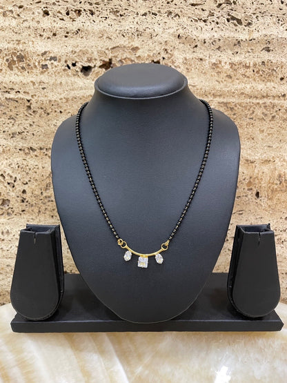 American Diamond Pendant Stud Short Mangalsutra Design