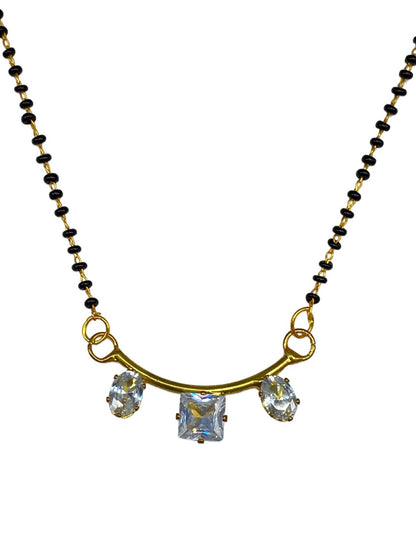 American Diamond Pendant Stud Short Mangalsutra Design