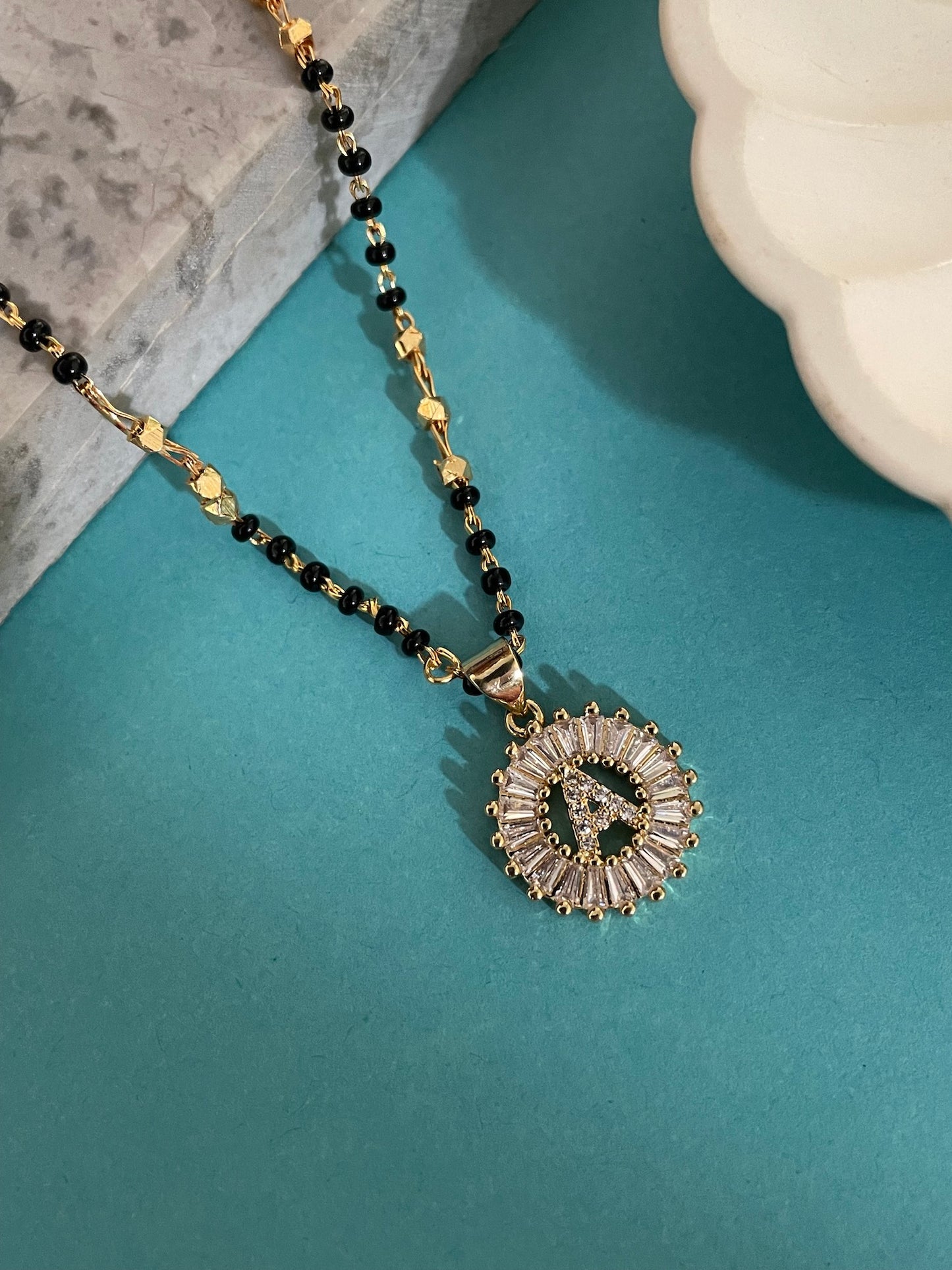 A TO Z Letter American Diamond Short Mangalsutra Design