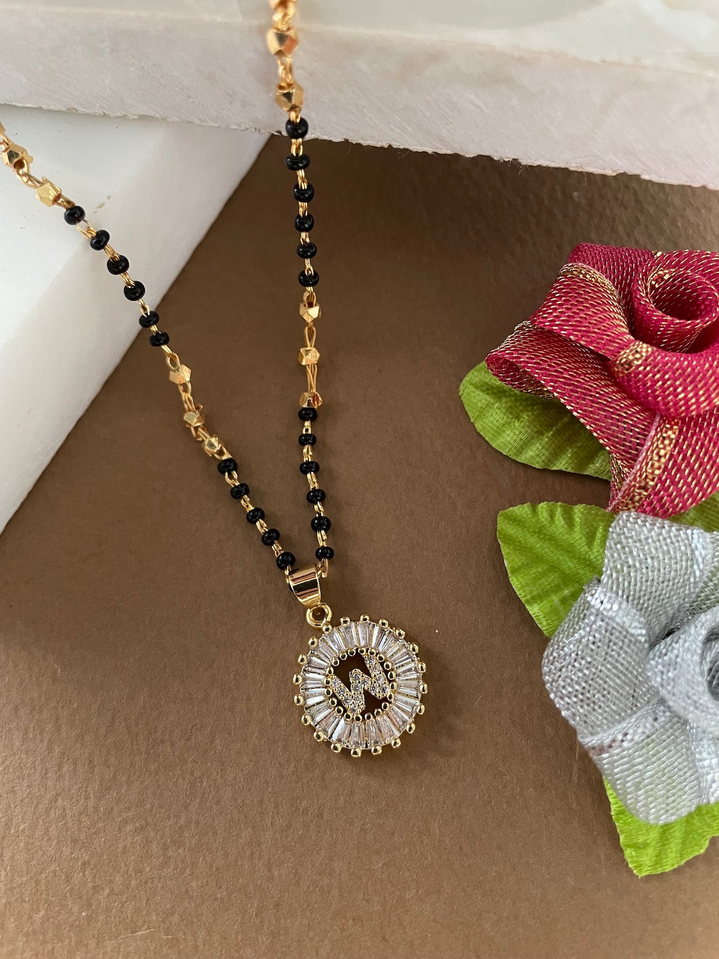 A TO Z Letter American Diamond Short Mangalsutra Design
