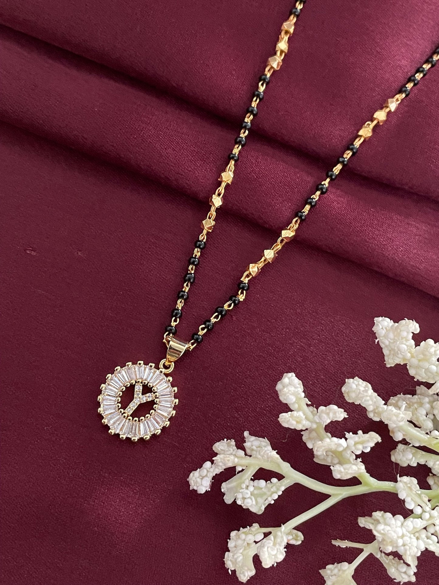 A TO Z Letter American Diamond Short Mangalsutra Design