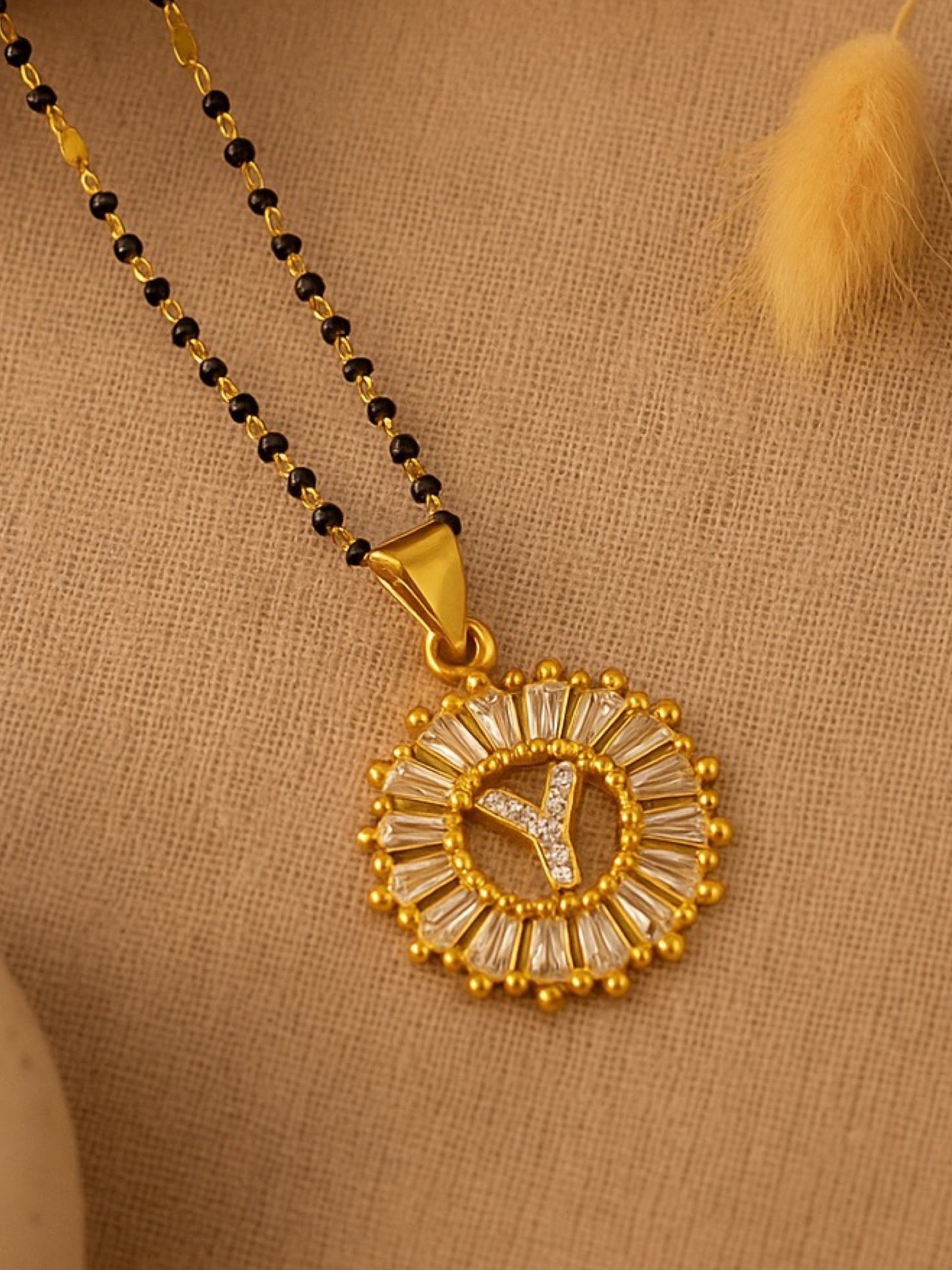 A TO Z Letter American Diamond Short Mangalsutra Design