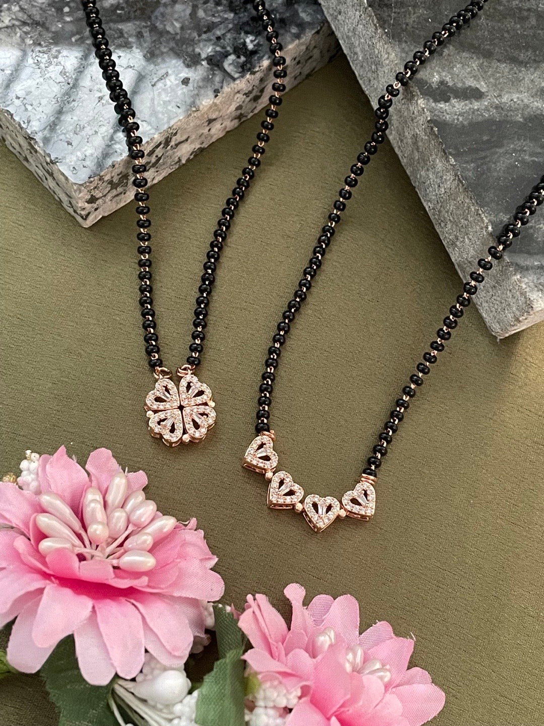 (Wear it 2 ways) Reversible Rose Gold Heart Mangalsutra