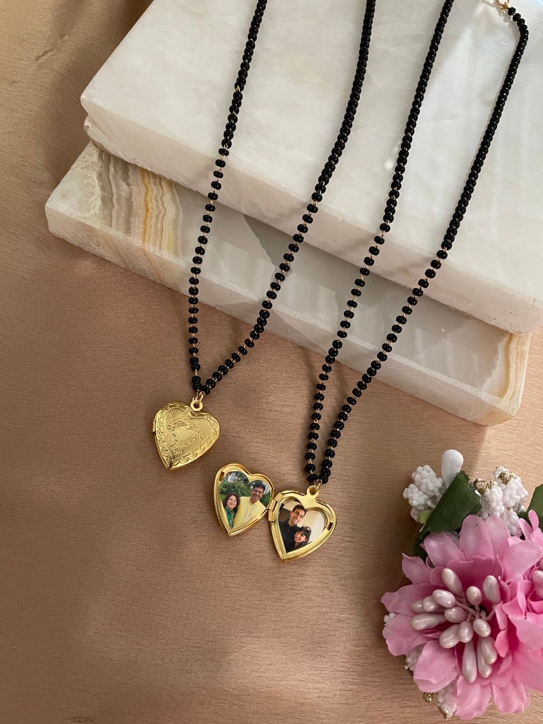 Heart Photo-Frame Pendant Short Mangalsutra