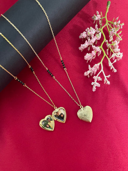 Heart Photo-Frame Pendant Mangalsutra