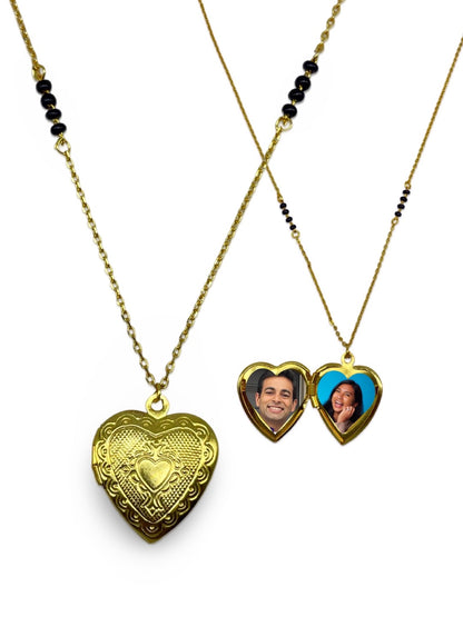 Heart Photo-Frame Pendant Mangalsutra