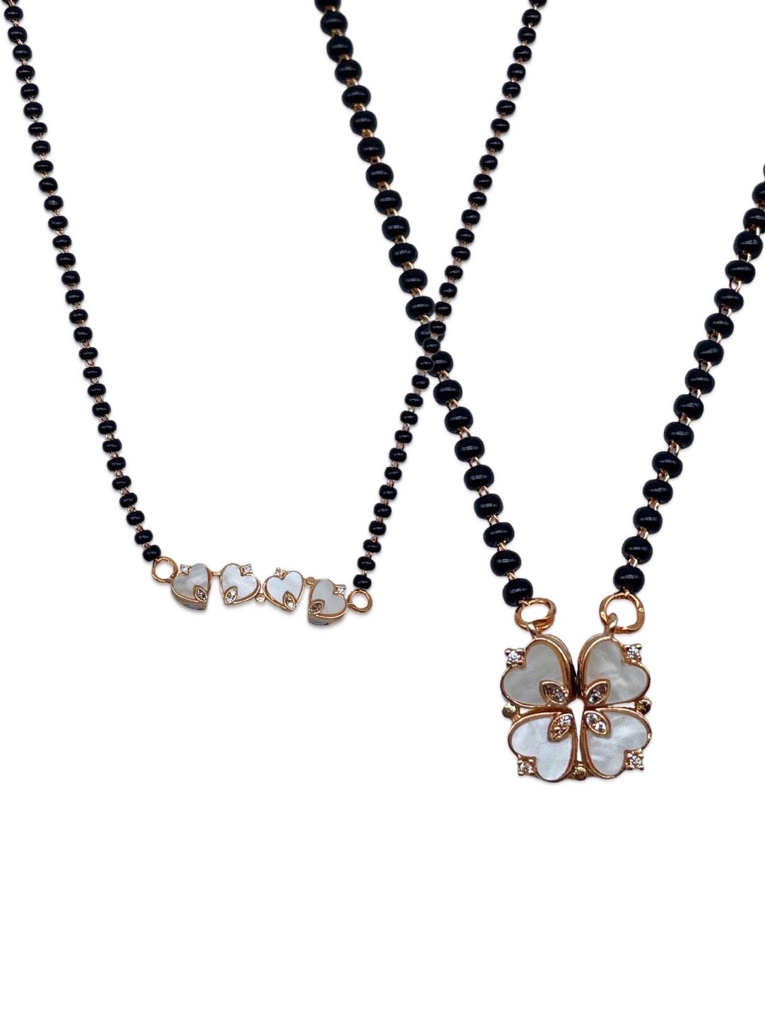 (Wear it 2 ways) Heart Fresh-Water Pearl AD Mangalsutra