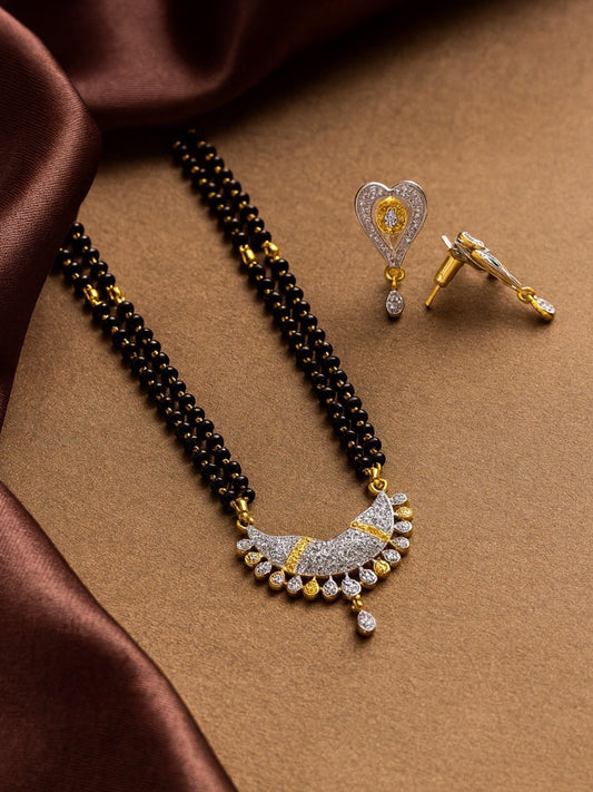 American Diamond Modern Pendant Long Mangalsutra Set