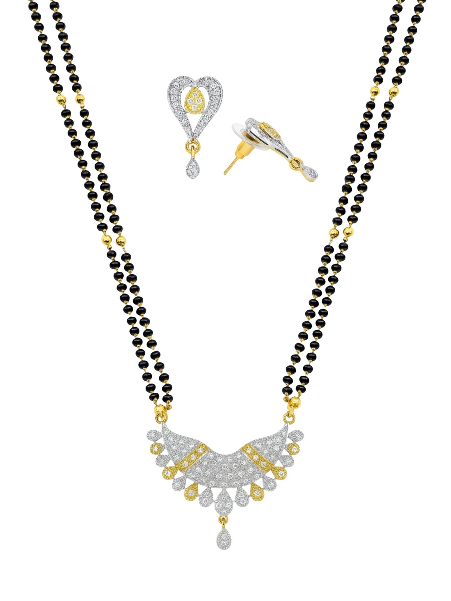 American Diamond Modern Pendant Long Mangalsutra Set
