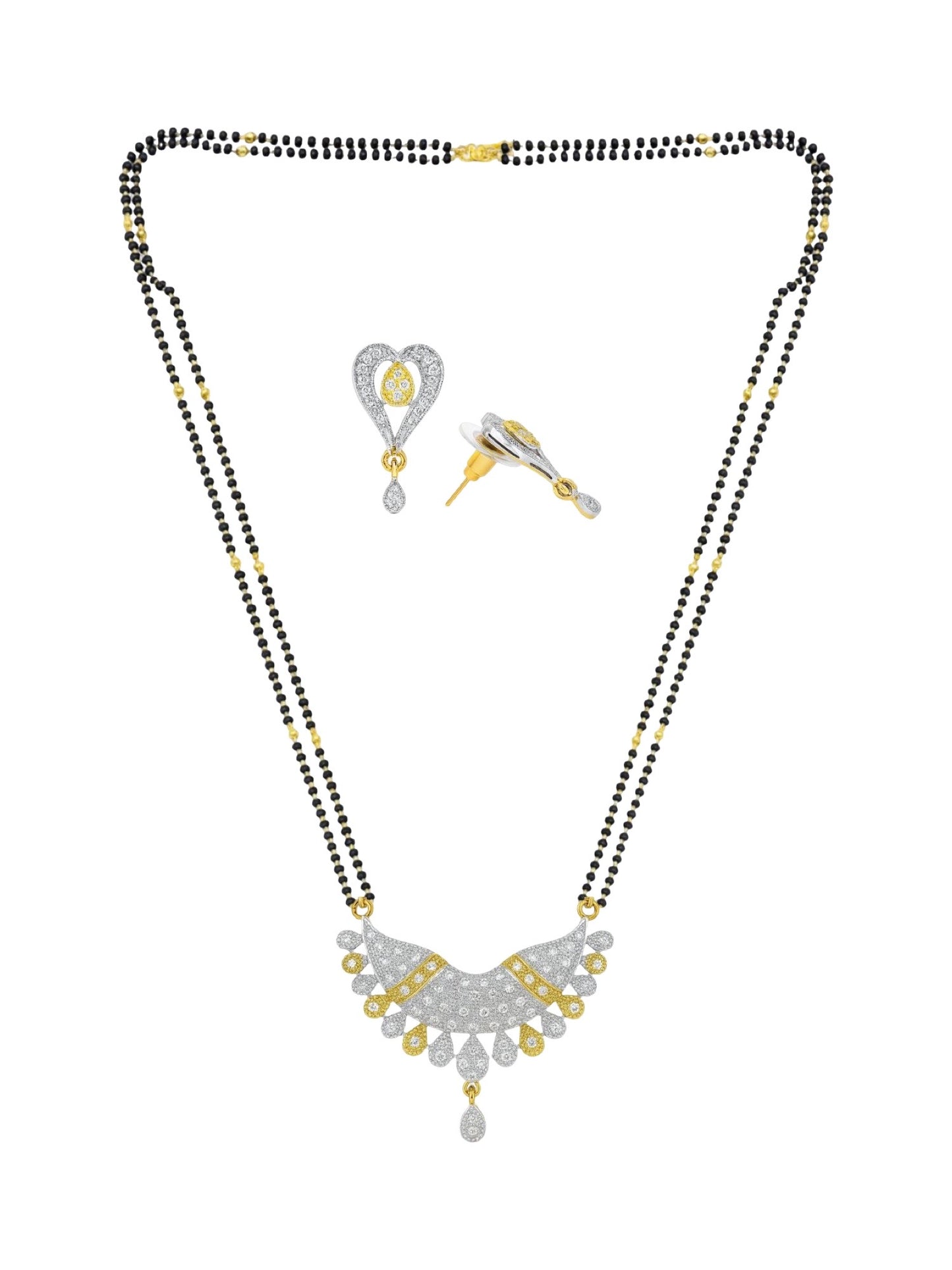American Diamond Modern Pendant Long Mangalsutra Set
