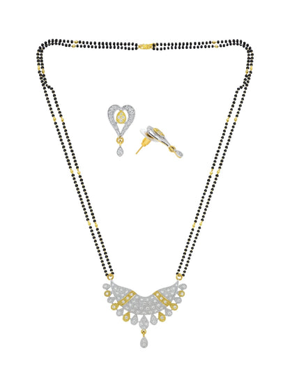 American Diamond Modern Pendant Long Mangalsutra Set