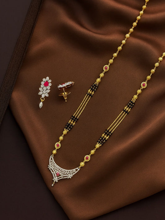 American Diamond Fancy Pendant Long Mangalsutra Set