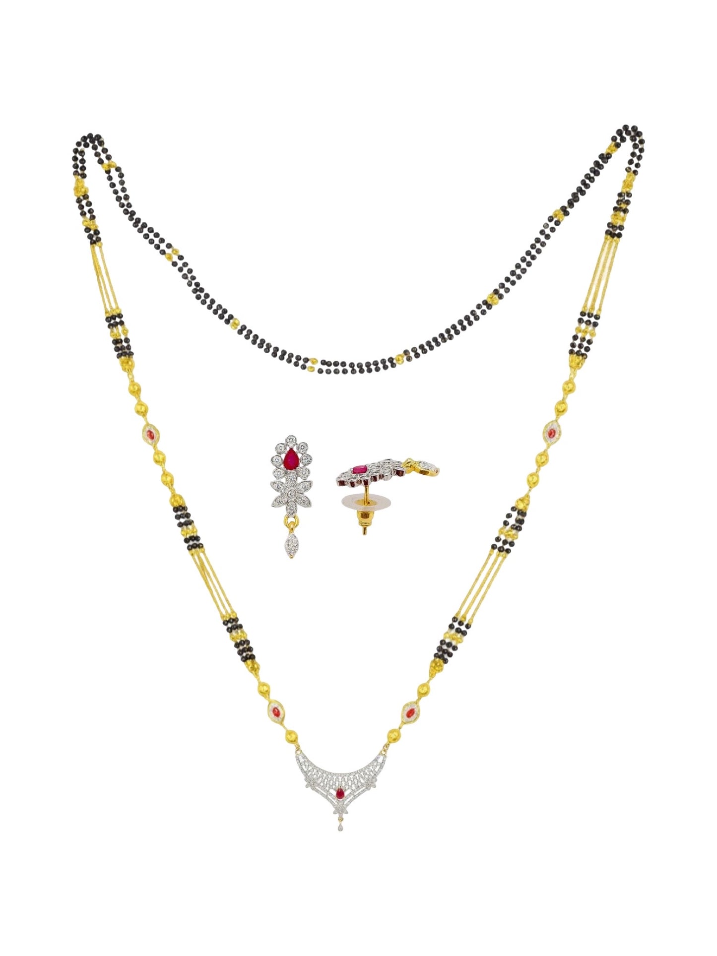 American Diamond Fancy Pendant Long Mangalsutra Set