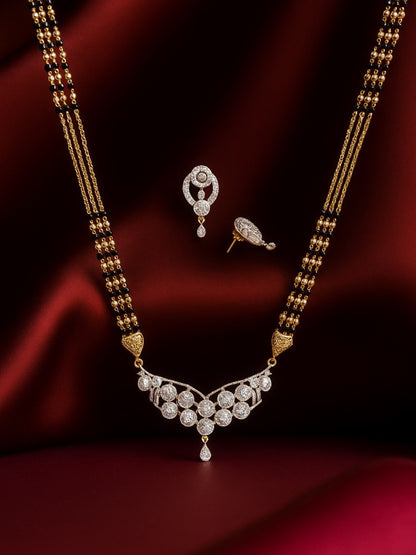 American Diamond Modern Pendant Long Mangalsutra Set