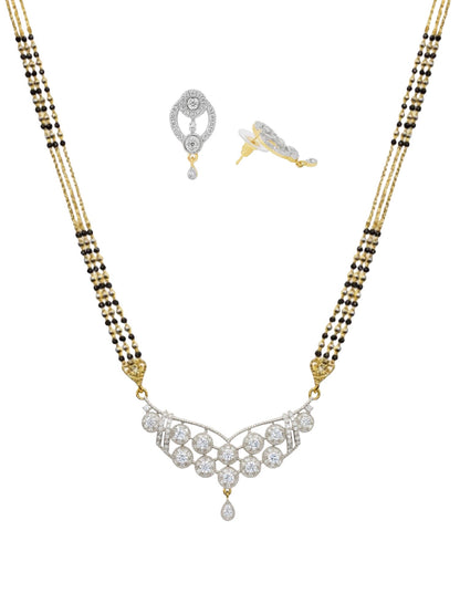 American Diamond Modern Pendant Long Mangalsutra Set