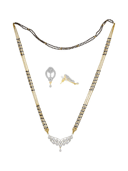 American Diamond Modern Pendant Long Mangalsutra Set