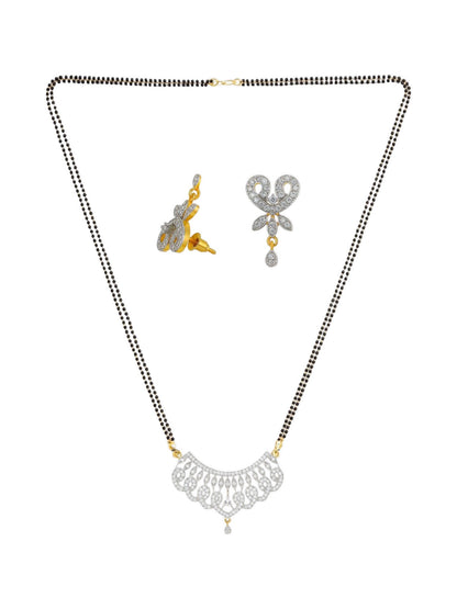 American Diamond Heart Pendant Long Mangalsutra Set