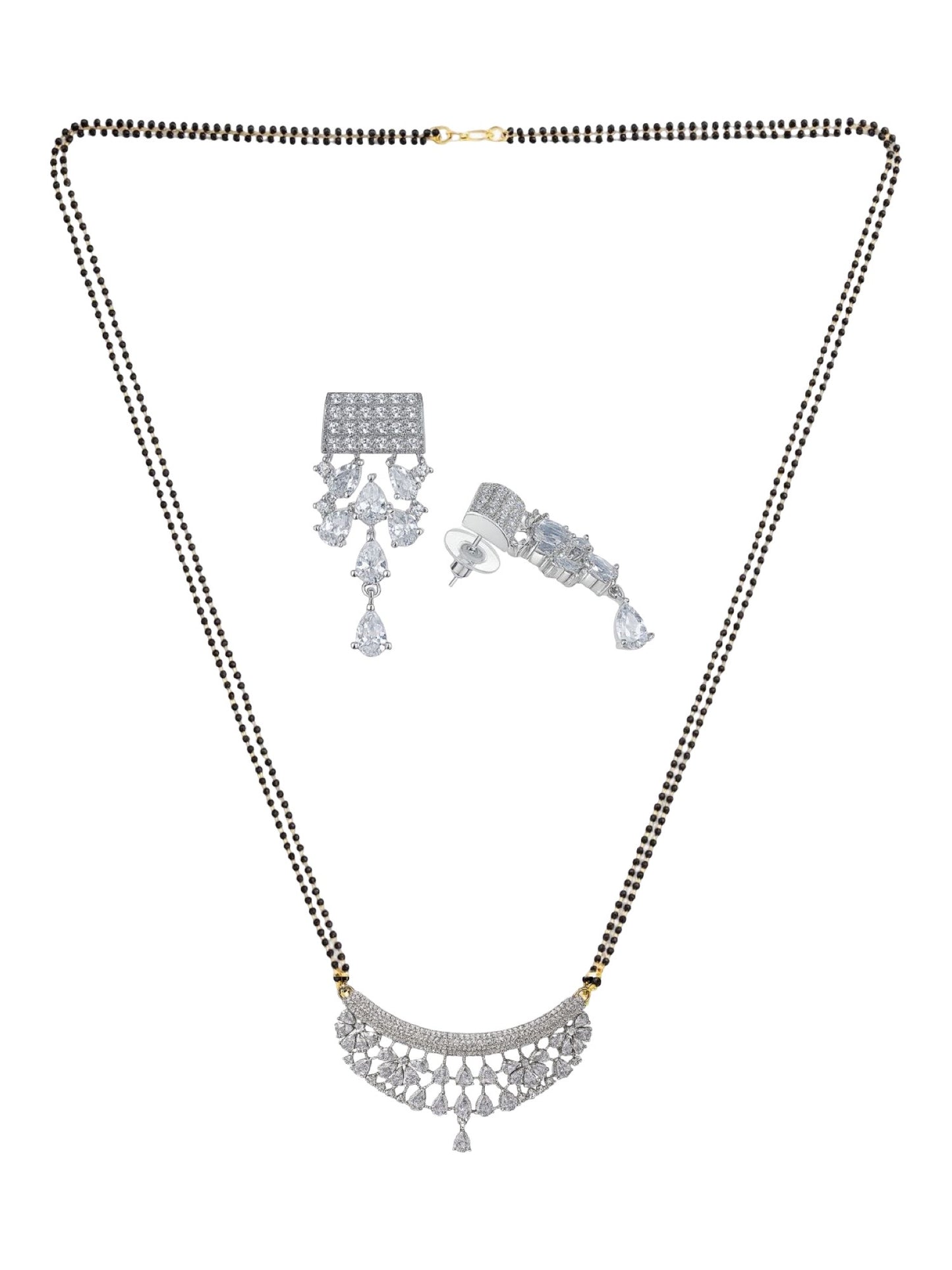 American Diamond Drop/Flower Pendant Long Mangalsutra Set