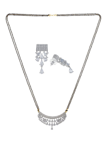 American Diamond Drop/Flower Pendant Long Mangalsutra Set
