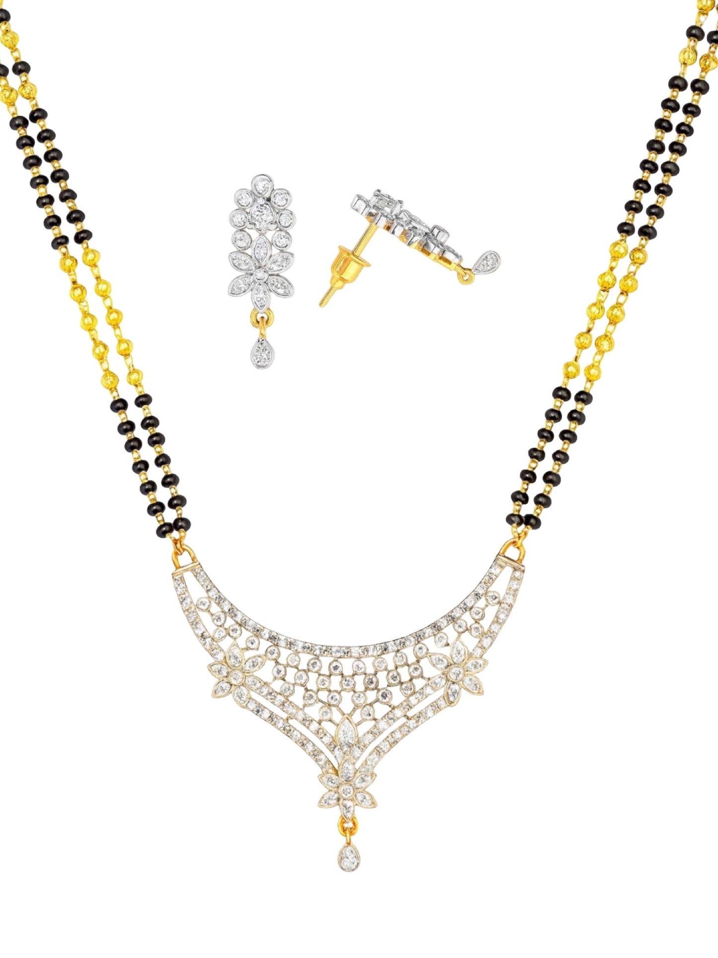 Flower/Drop Pendant Long Mangalsutra Set