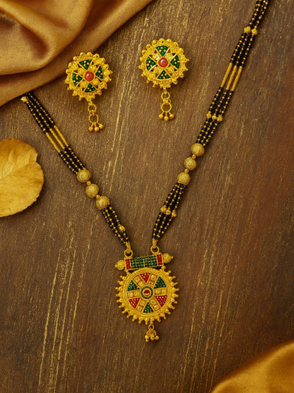Multicolor-Round Pendant Mangalsutra Designs Set