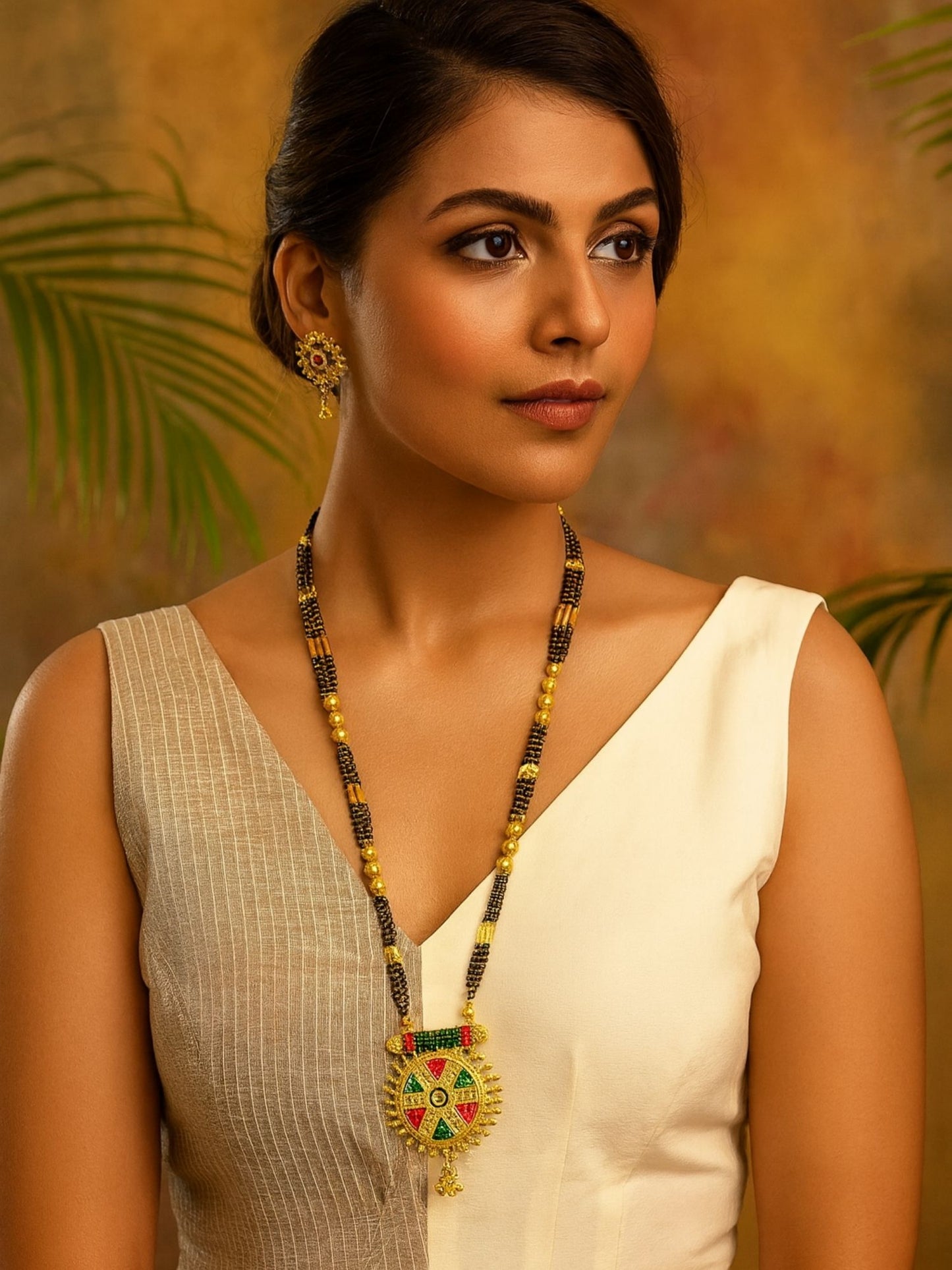 Multicolor-Round Pendant Mangalsutra Designs Set