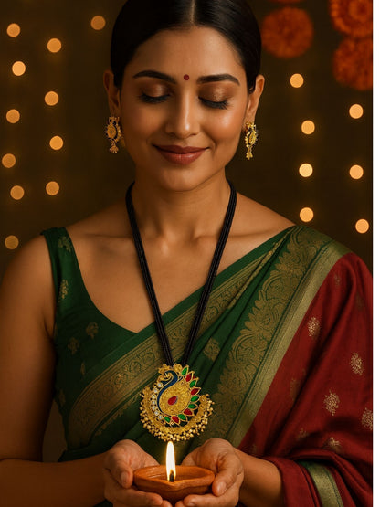 Peacock With Pearl Pendant Mangalsutra Designs Set
