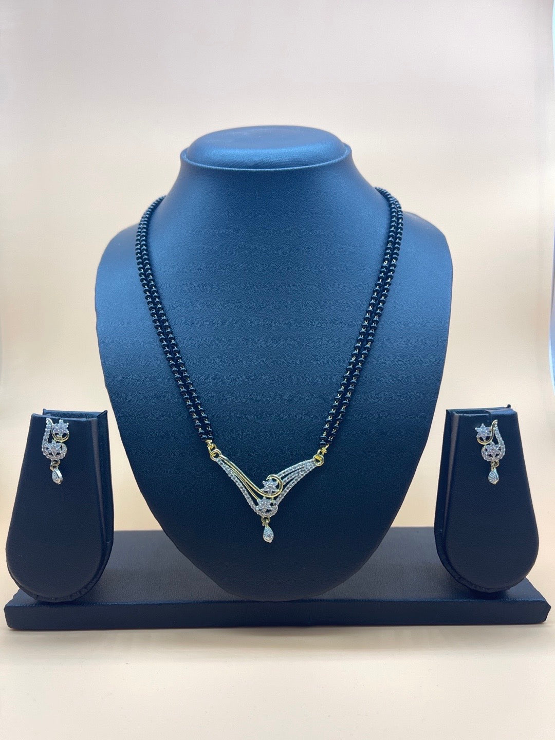 Fancy Short American Diamond Mangalsutra & Earring