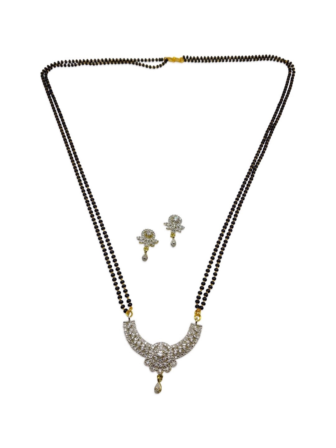 American Diamond Long Fancy Mangalsutra & Earrings