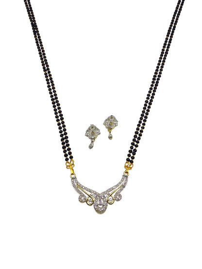 Modern Long American Diamond Mangalsutra & Earrings