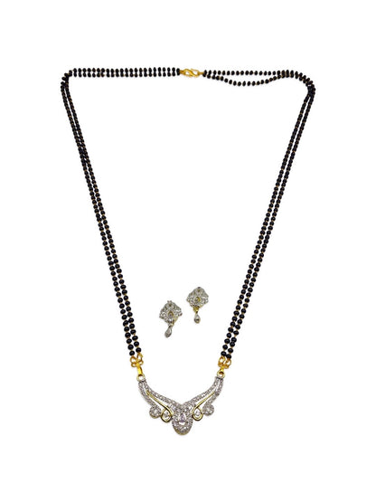 Modern Long American Diamond Mangalsutra & Earrings