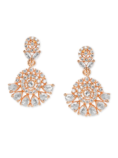 Rose Gold Plated AD Long Mangalsutra & Earring Set