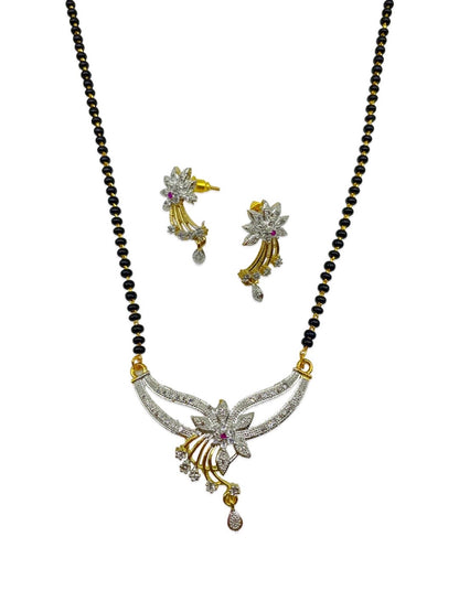 Gold Plated AD Short Mangalsutra Set With Earrings