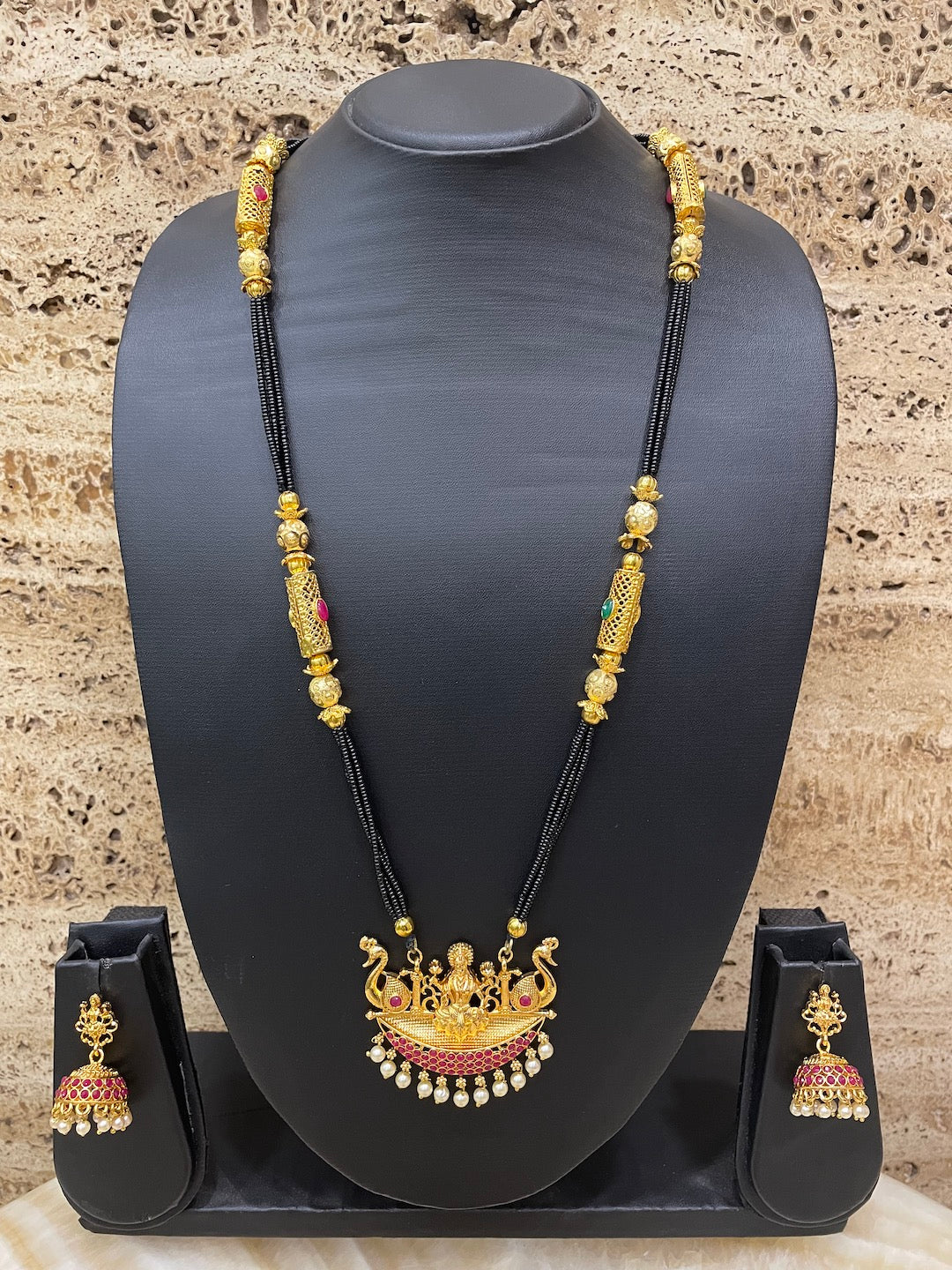 Peacock/Laxmi Pendant Mangalsutra Set