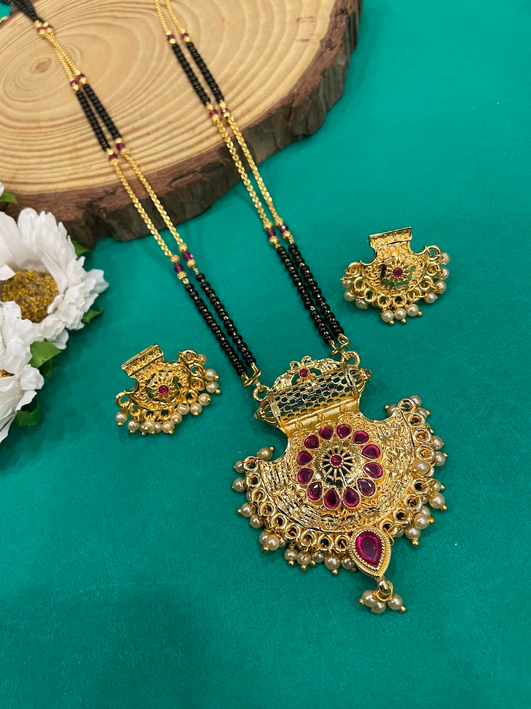 Peacock & Pearl Pendant Mangalsutra Set