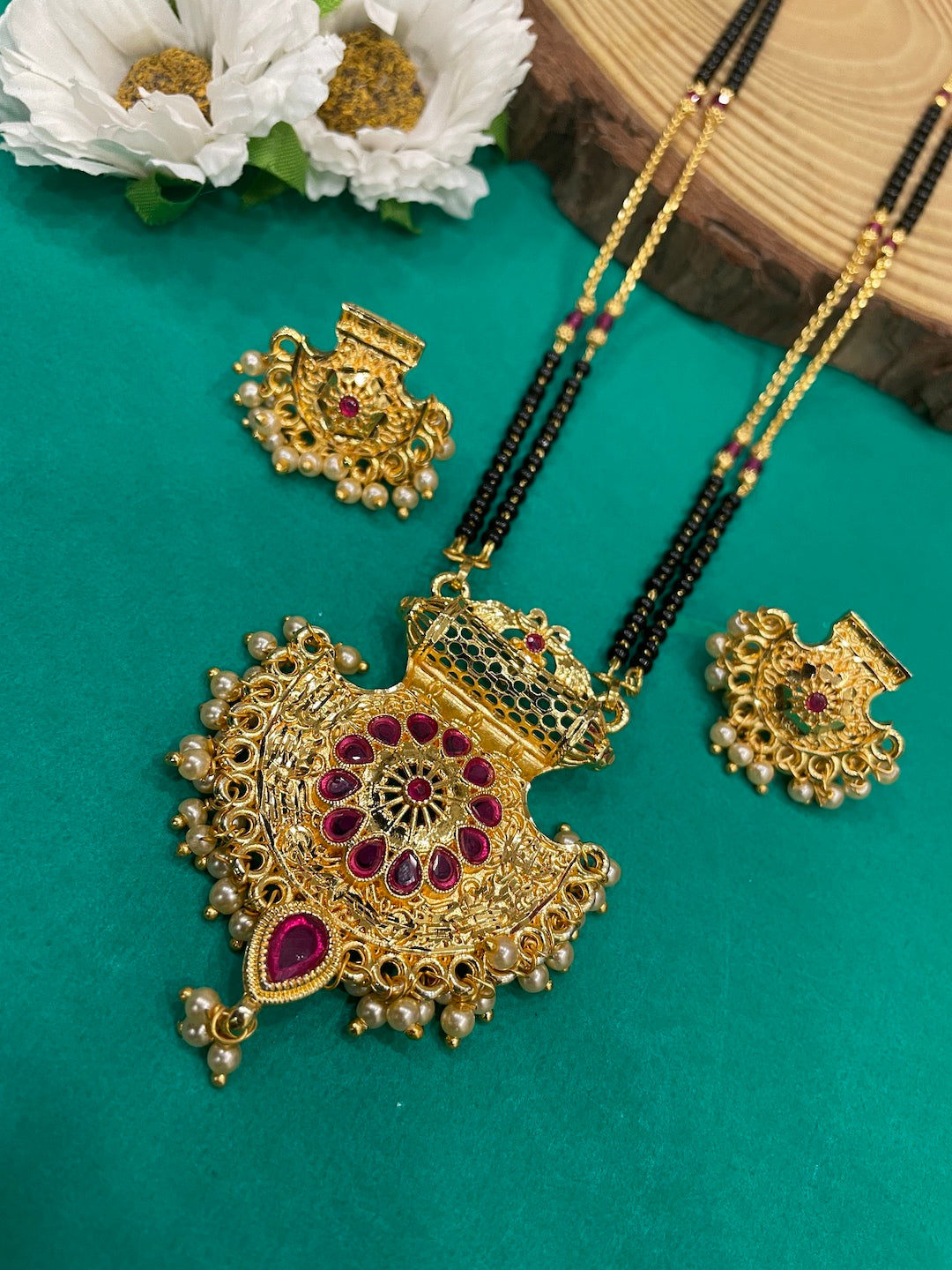 Peacock & Pearl Pendant Mangalsutra Set