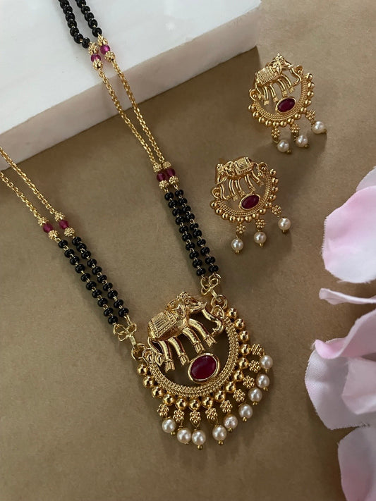 Elephant/Flower Pendant Mangalsutra Set