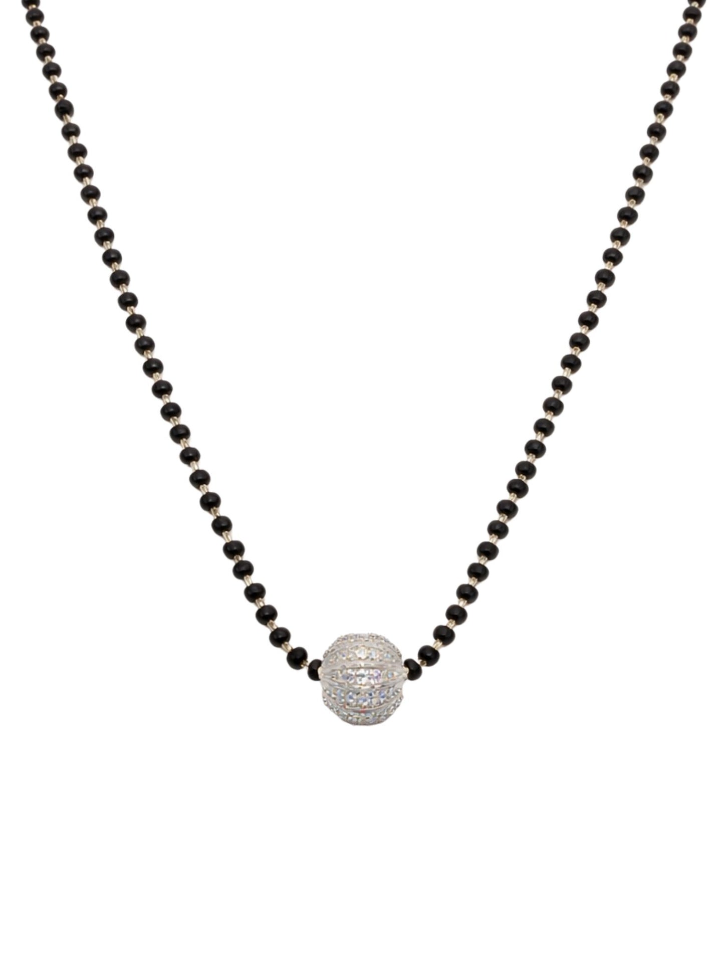 Short Mangalsutra Design Silver Ball Pendant