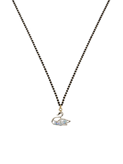 Long Mangalsutra Design with Swan AD Stone Pendant