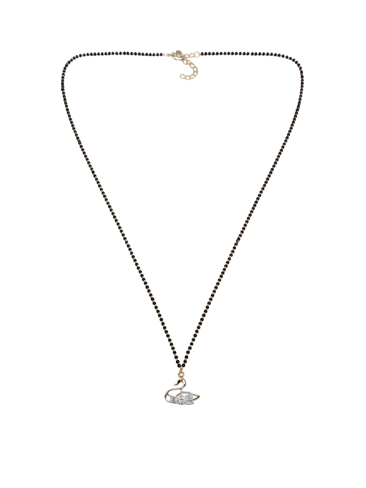 Long Mangalsutra Design with Swan AD Stone Pendant