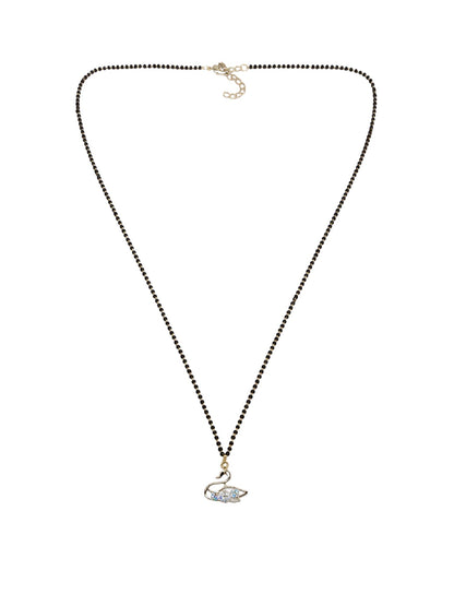 Long Mangalsutra Design with Swan AD Stone Pendant