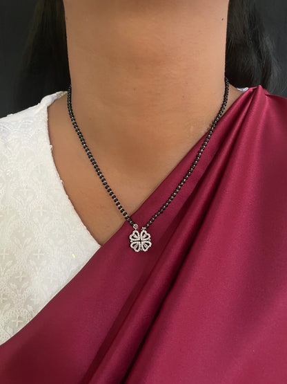 (Wear it 2 ways) Reversible Silver Heart AD Mangalsutra