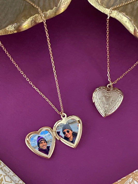 Heart Photo-Frame Pendant Short Necklace