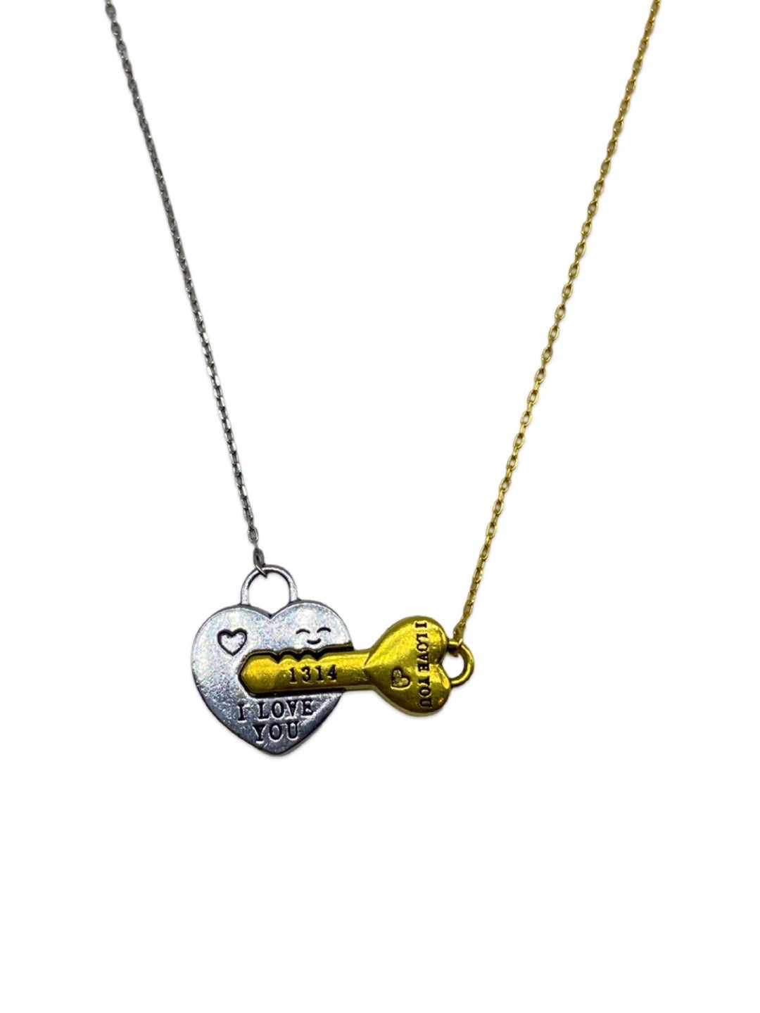 Lock & Key Heart Pendant Couple Necklace