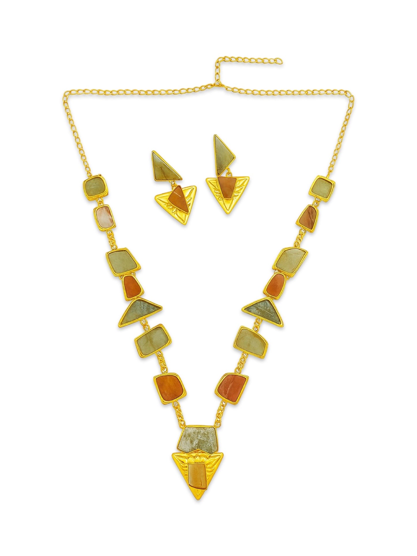 Semi-Precious Avencharin & Cornoline Stone Beads Mala Necklace Set