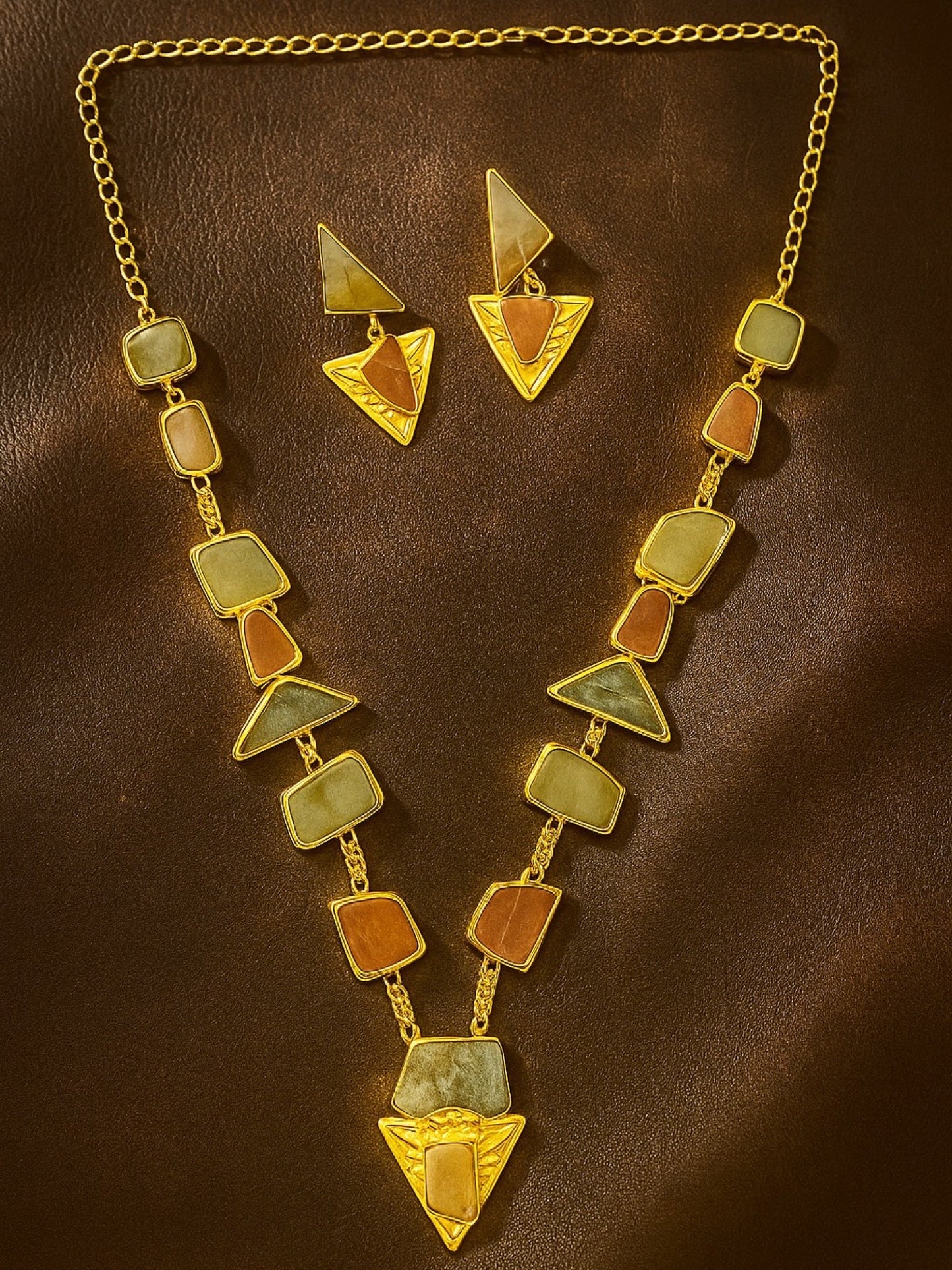 Semi-Precious Avencharin & Cornoline Stone Beads Mala Necklace Set