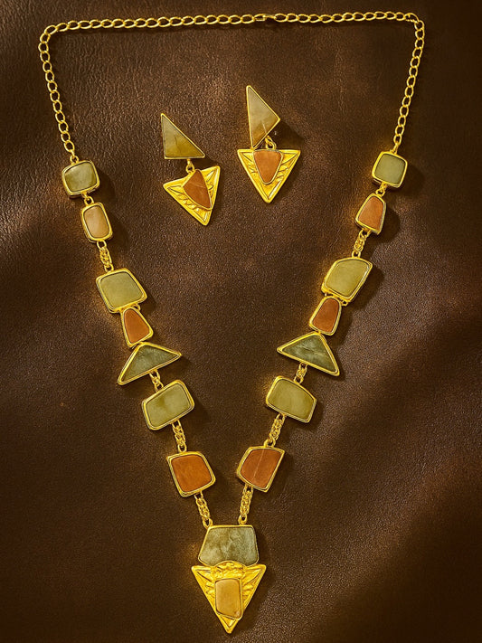 Semi-Precious Avencharin & Cornoline Stone Beads Mala Necklace Set