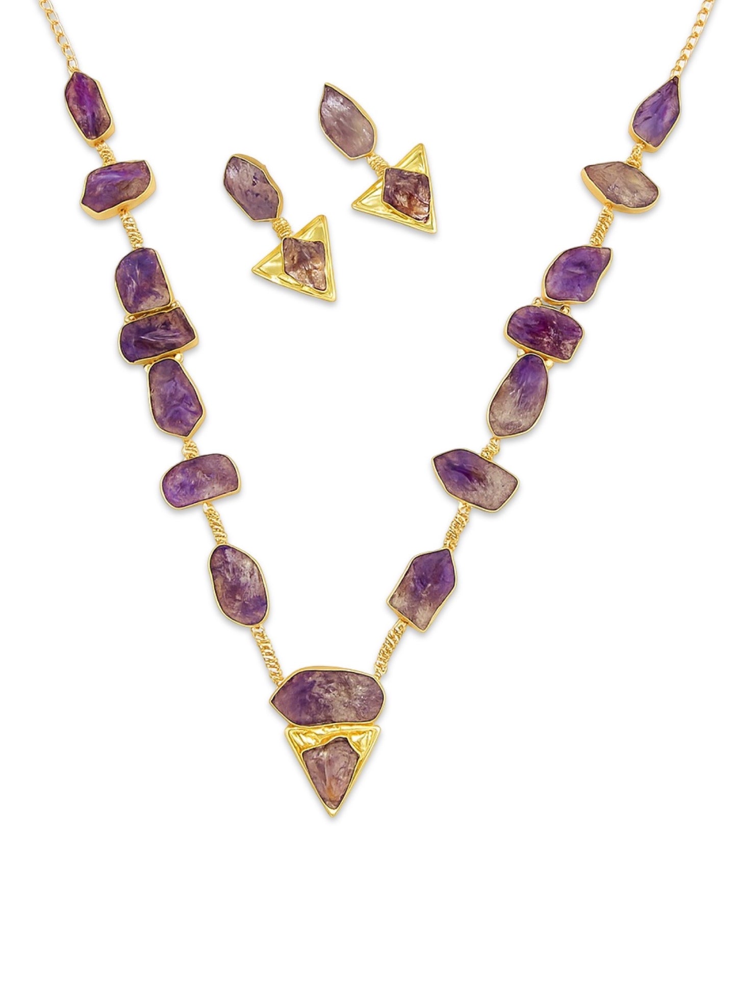 Semi-Precious Lapis Amathist Stone Beads Mala Necklace Set